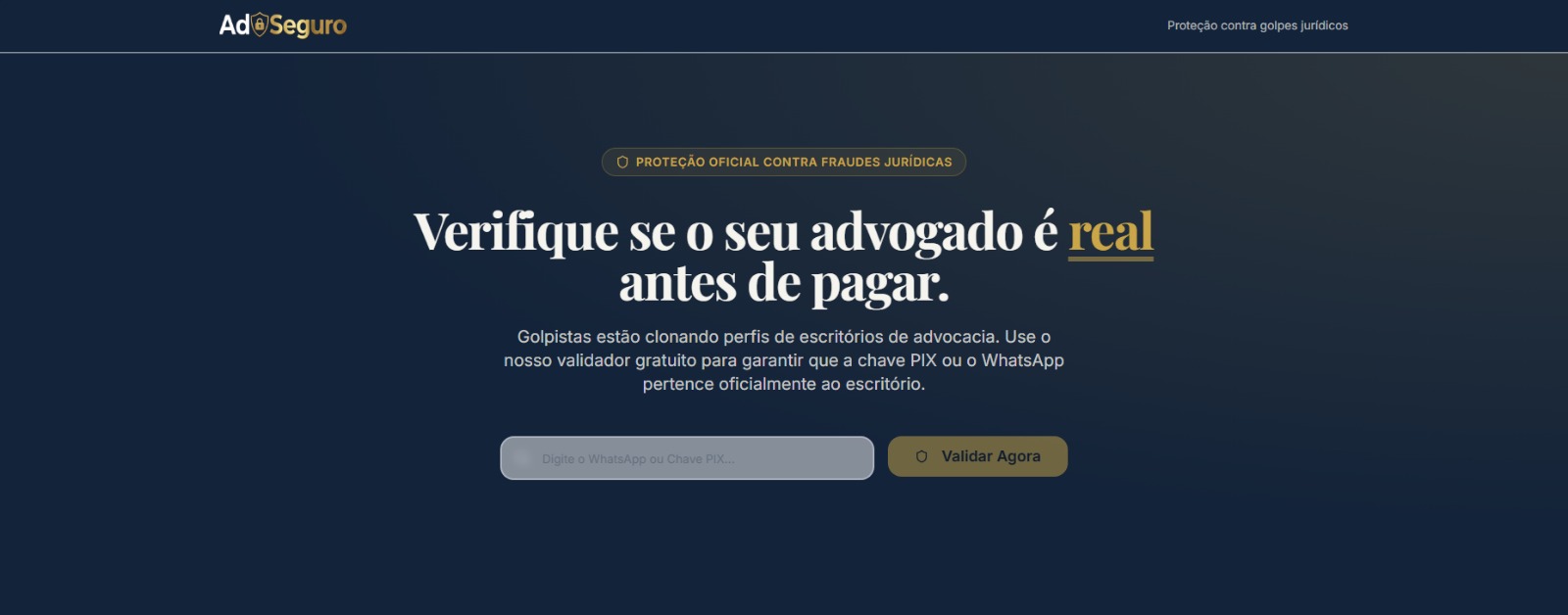 Interface do sistema antifraude AdvSeguro