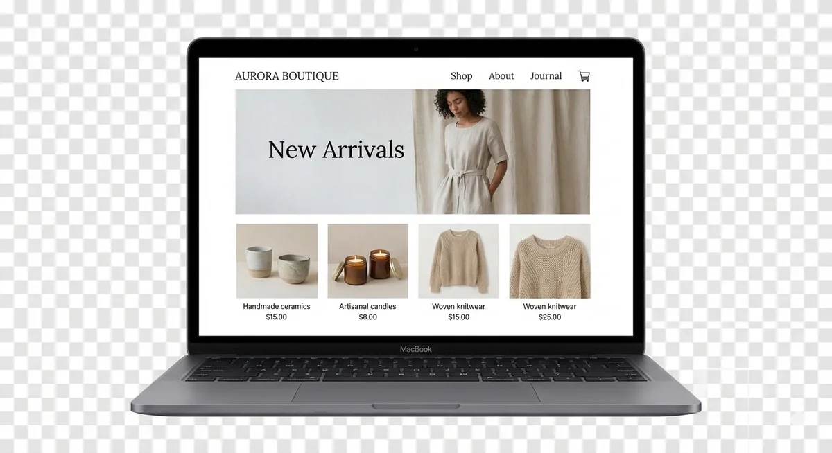 Mockup Loja Virtual exibindo produtos