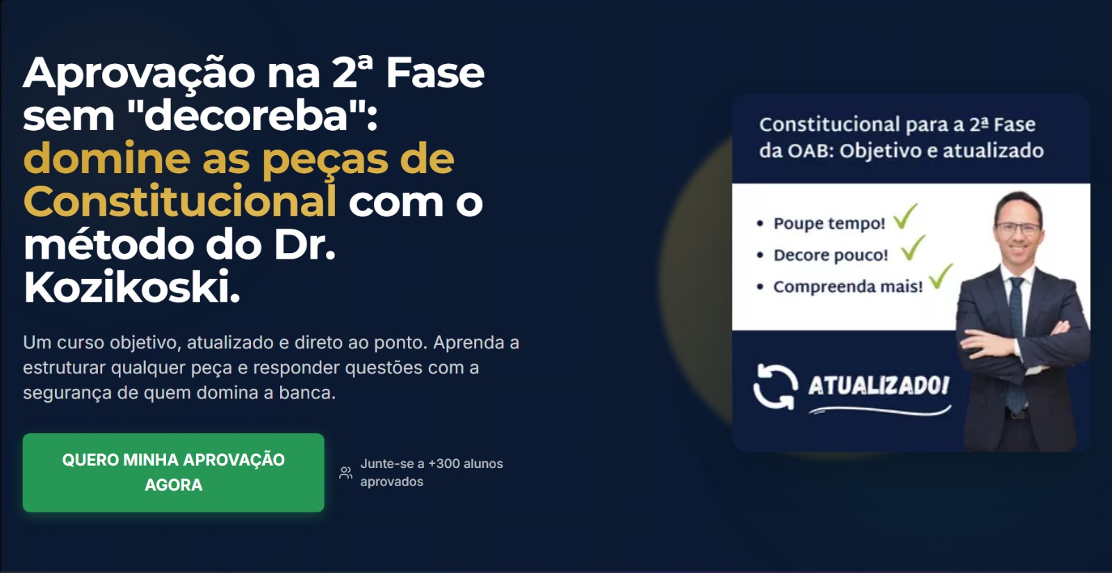 Landing page do curso de Direito Constitucional para OAB