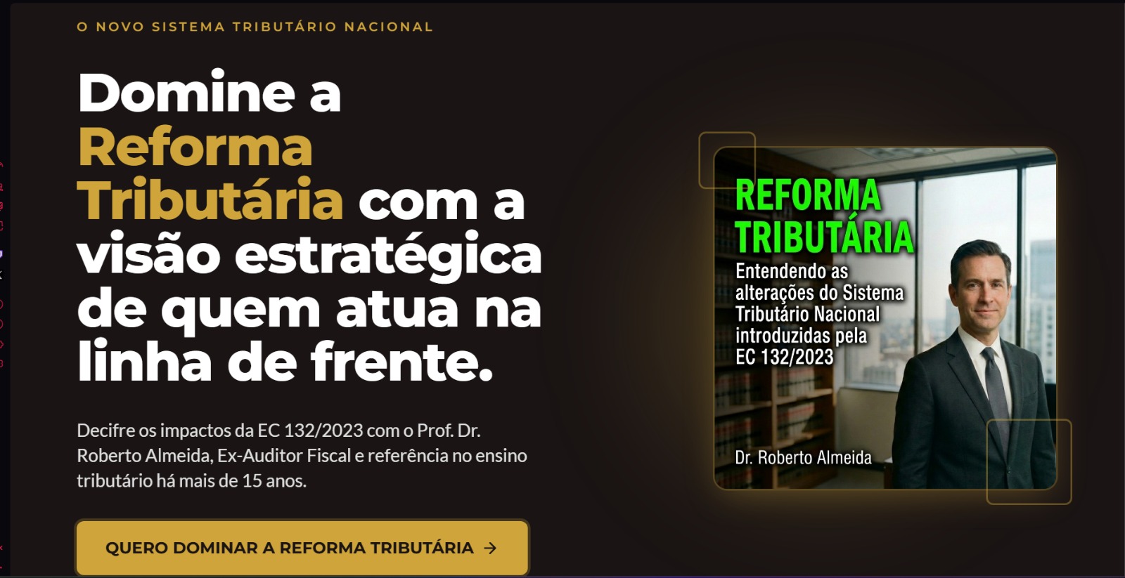 Landing page do curso de Reforma Tributária